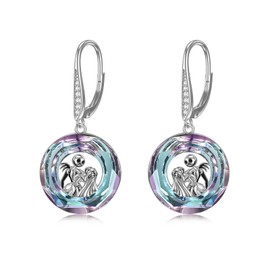 LILALO Nightmare Earring Jack Skellington Earrings Sterling Silver Crystal Jack and Sally Zero Earrings Jack Skellington Jewelry for Women Jack and Sally Drop Earring Skull Earrings Nightmare Earring