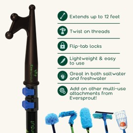 EVERSPROUT 1.5-to-3ft Durable Telescoping Boat Hook – Lightweight Push Pole for Boat Docking and Lure Retrieval with 6+ft Reach, 3-Stage Anodized Aluminum Pole with Threaded End for Accessories