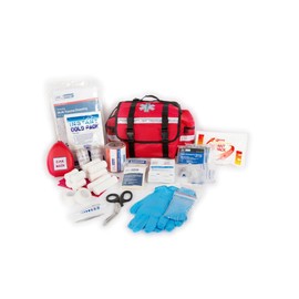 LINE2design Emergency Fire First Responder Kit - Fully Stocked EMS Supplies First Aid Paramedic Rescue Trauma Fill Kit - Emergency Medical EMT Supplies Portable Travel Size Kit - Red