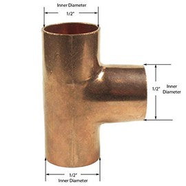 Libra Supply 3/8 in. Copper Tee – [Pack of 5 pcs, Click in for more size options], 3 Way Pipe Connectors with Sweat Solder Connections | Pipe Fittings, Supplies & Spare Parts