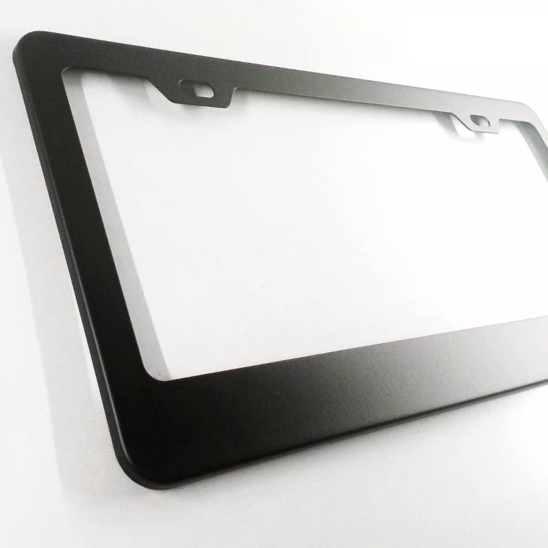 PS-AUTO Matte Black finished stainless steel license plate frame plain