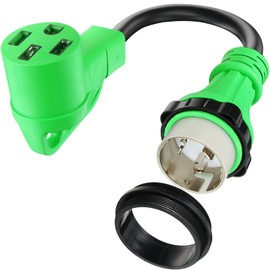 Kanayu 50 Amp 1.5 Ft SS2-50P to 14-50R Charger Power Adapter Cord Shore Power RV EV Power Cord with Twist Locking for RV EV Generator Welder Dryer, Heavy Duty 6/3+8/1 Gauge STW Wire