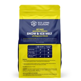 ECO LIVING SOLUTIONS - Snow & Ice Melt | Pet Safe | Industrial Strength | Magnesium Chloride | Works Under -1 °F | Safe for Concrete Driveway and Roof | Better Than Rock Salt (19 LBs)