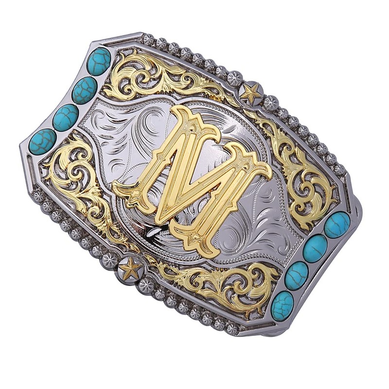 Btilasif Western Belt Buckle Cowboy Rodeo Initial Letters ABCDEFG to