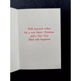 VTG Unused  Xmas Greeting Card Cute Girl Busy Baking As Her Cat Kitten Watches