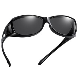 [TINHAO] Sports Sunglasses Over Glasses for Men - Perfect for Outdoor Sports, Fishing, Driving Sunglasses! UV400 Protection, Anti-Glare, Comes with a Variety of Accessories!, black frame & black lens