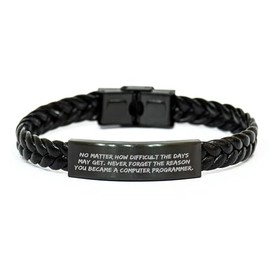 Computer Programmer Inspirational Engraved Interlaced Leather Bracelet for Mother's Day Unique Gifts from Tech Lovers to Appreciate Their Passion and Dedication