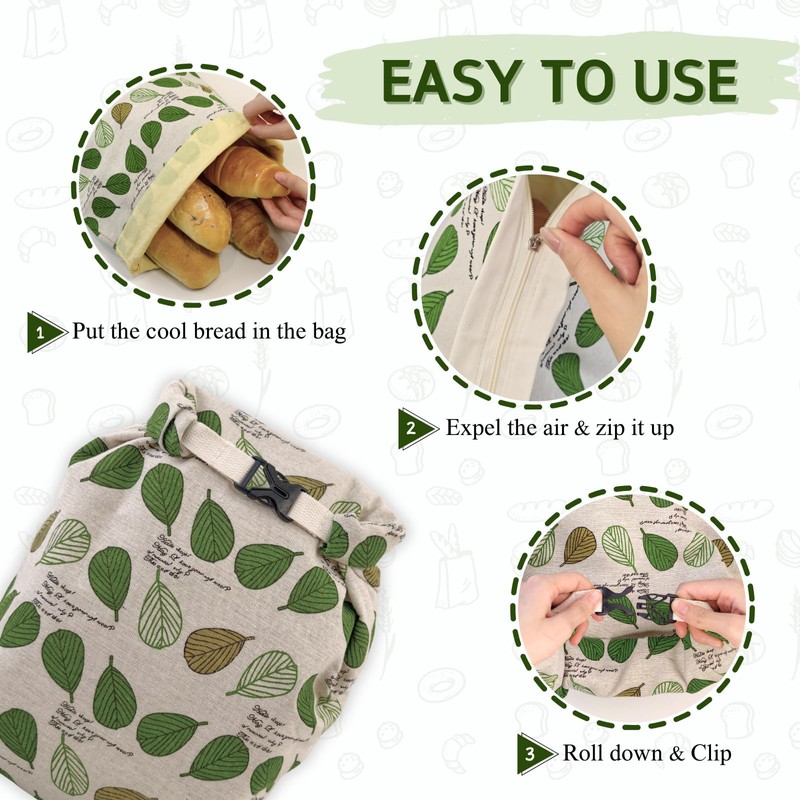 2 Pack Beeswax Bread Bags for Homemade Bread with Zipper,