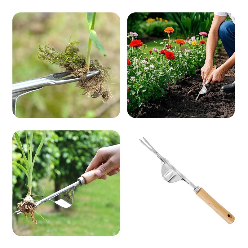 PDETVEO Garden Weeding Tool, V-Shaped Stainless Steel Weed Puller with