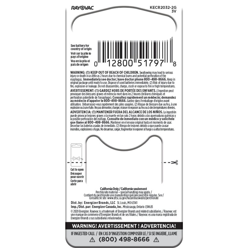 Rayovac CR2032 3V Batteries, 3 Volt Battery Lithium Coin, 2