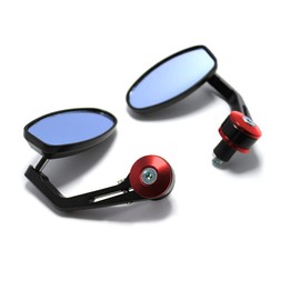 DREAMIZER Universal 7/8" 22mm Motorcycle Bar End Mirrors Oval Rear View Side for Bobber Cafe Racer Street Sports Bike Chopper Cruiser - Red