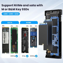 NFHK Type-C USB3.2 USB4 20Gbps to M-Key M.2 NGFF NVME SATA SSD PCBA Enclosure 2280/2242/2260mm RTL9220