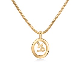 PAVOI 14K Yellow Gold Plated Floating Astrology Pendant Necklace for Women | Horoscope Layered Necklace | Zodiac Necklace Gifts | Capricorn Necklace