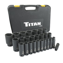 Titan 42406 26-Piece 1/2-Inch Drive Metric Deep Impact Socket Set