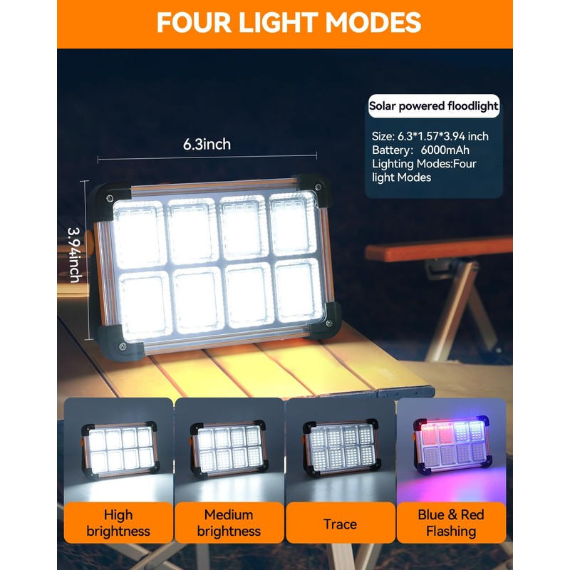 Multifunction Rechargeable Emergency Light with Stand - Solar Portable Work