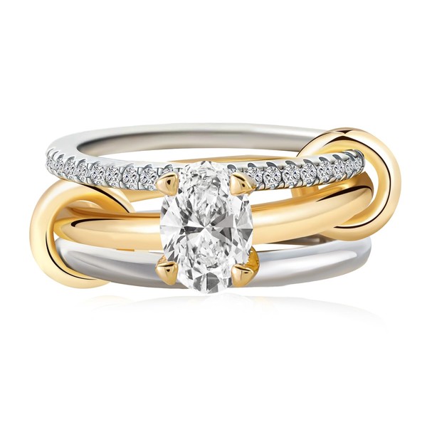 14k Gold Silver Plated Stackable Rings for Women Minimalist CZ