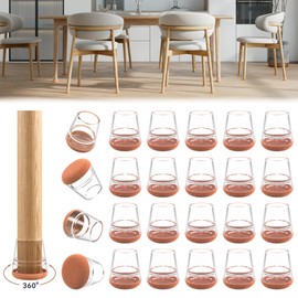 24PCS Extra Small Chair Leg Floor Protectors for Hardwood Floors, Furniture Sliders for Chair Legs, 360°Felt Pad Bottom Wrapped Thickening Furniture Pads Cap Covers to Scratch and Reduce Noise