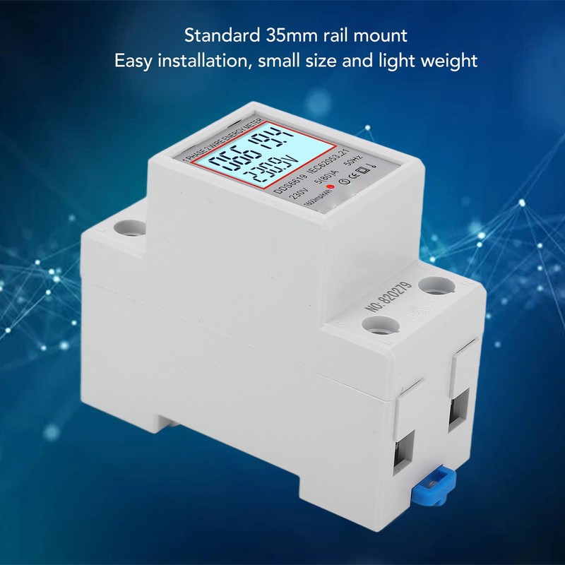 LCD Digital Electricity Meter Single Phase 2 Pin DIN Rail