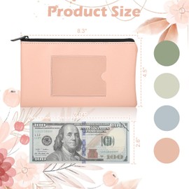 8.3x4.5 inch Money Bags With Zipper 4 Colors Leather Bags Wallet Pouches with Label Green Cash Envelopes Receipt Holder Security Money Pouch Bank Deposit Bag Labels For Coins Cosmetics Invoice (4)