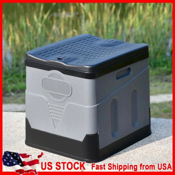 Unbranded Portable Camping Toilet Folding Trash Can with Lid for