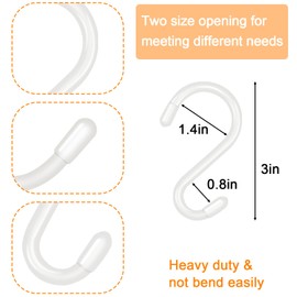 DINGEE 3 Inch 12 Pack Small S Hooks,Heavy Duty S Hooks for Hanging Plants,Vinyl Coated Non Slip S Hook,White S Hook for Hanging Plants, Clothes, Kitchen Utensil, Pots, Pans, Bags,Pot Rack ﻿