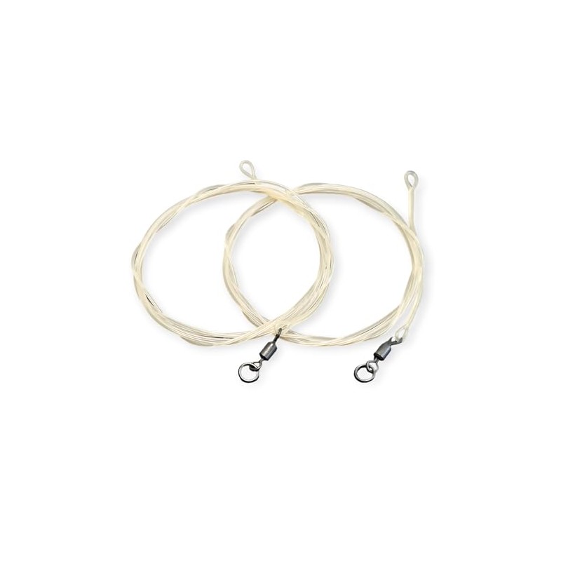 Twin pack fluorocarbon carp Leaders Flexi Ring size 8 swivels