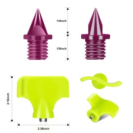 Lejof Carbon Steel Track Spikes, 50 Pcs 1/4 Inch Lighter Weight Spikes for Track, 0.47 Grams Spikes with Spike Wrench, Replacement Spikes for Track and Field Sprinting or Cross Country