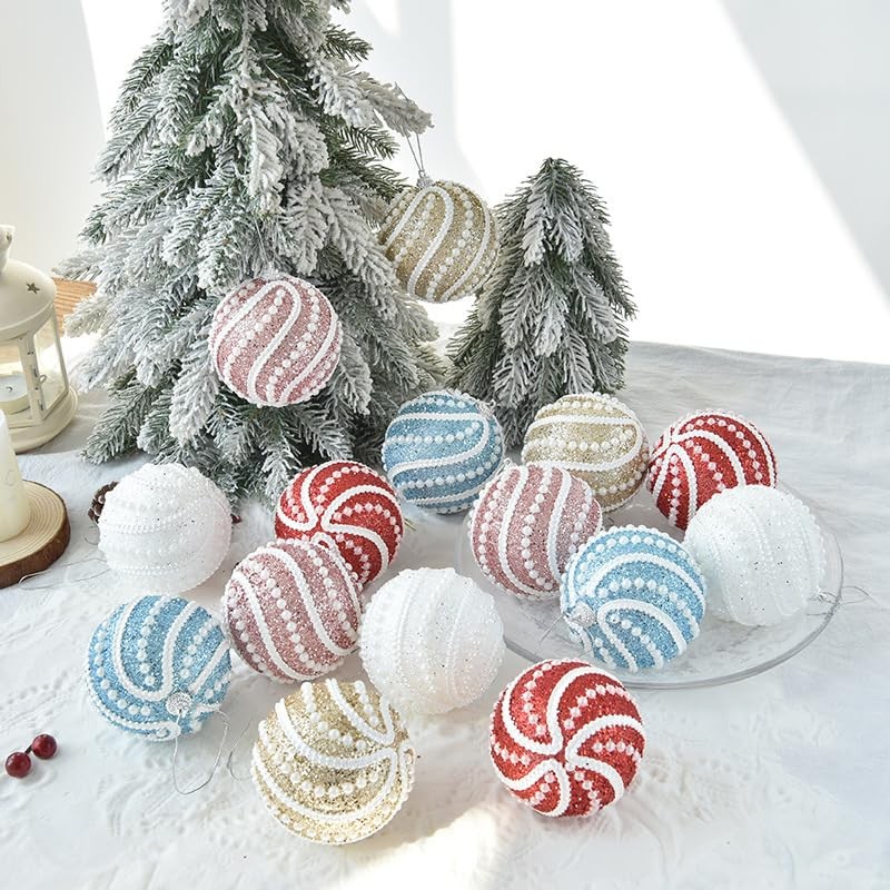 綺麗 ダイヤモンド クリスマス オーナメント ボール 6個セット 直径 8cm 北欧 インテリア