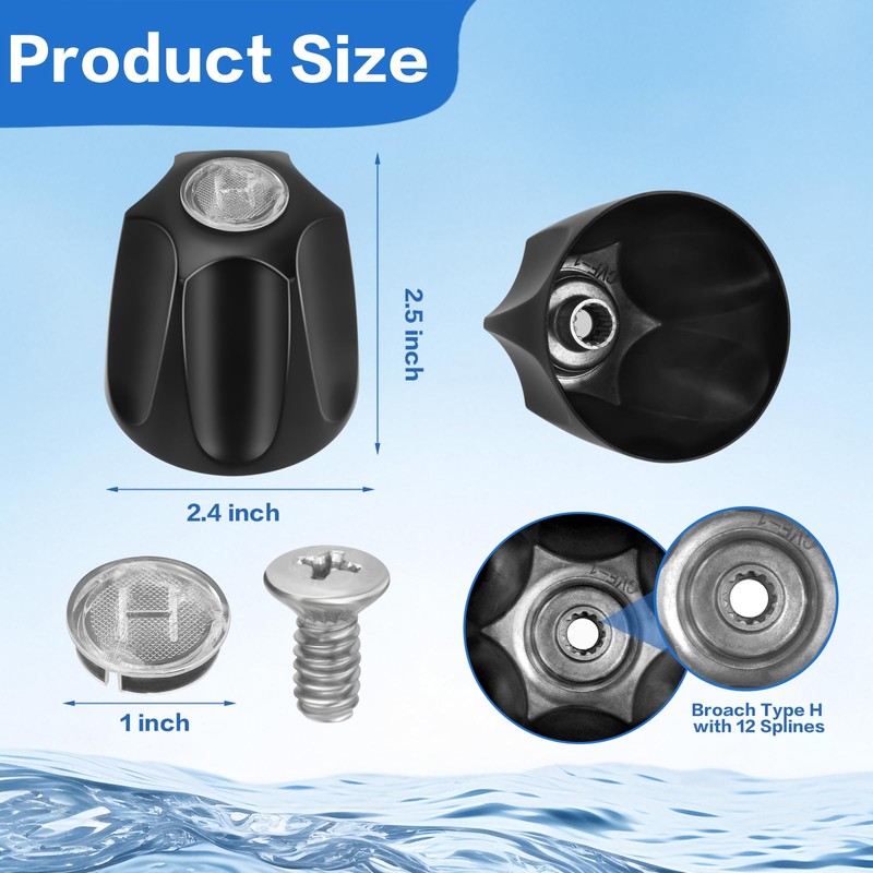 Set of 3 Shower Knob Replacement Metal Bathtub Knobs Replacement