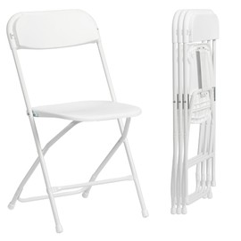 Real Relax Plastic Folding Chairs Set of 4, White Plastic Folding Chairs, Perfect for Party Event Outside Entertaining, 350 LBS Capacity