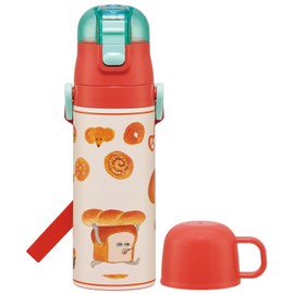 Skater SKDC4-A Children's Stainless Steel Water Bottle, 2-Way Direct Drinking, 16.5 fl oz (470 ml), Cup Drinking, 15.2 fl oz (430 ml), Lightweight Type, For Bread, Insulated, Insulated, Sports Bottle,