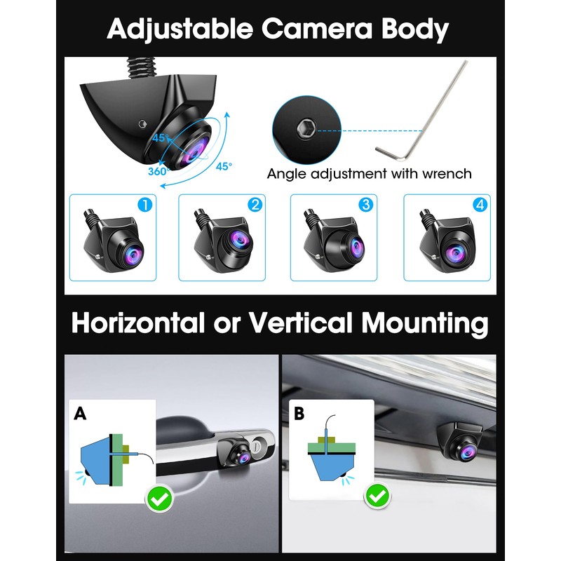 【360°Rotatable】 AHD 1080P Backup Camera for Car Truck Back Up