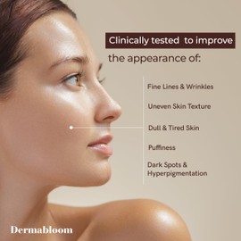 Dermabloom Vitamin C Face & Neck Roller Cream - Skin Firming & Tightening - Dermatologist Tested, Anti-Aging Korean Skin Care, Evens Skin Tone, Reduces Wrinkles & Hydrates - Clean Beauty - 1.69 FL. Oz