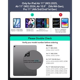 ESR iPad Air 11 Inch Case with Keyboard (M3/M2, 2025/2024) & iPad Pro 11/Air 5th/4th Gen Keyboard, Easy-Set Magnetic Stand, Portrait/Raised Modes, with Removable Protective Case, White