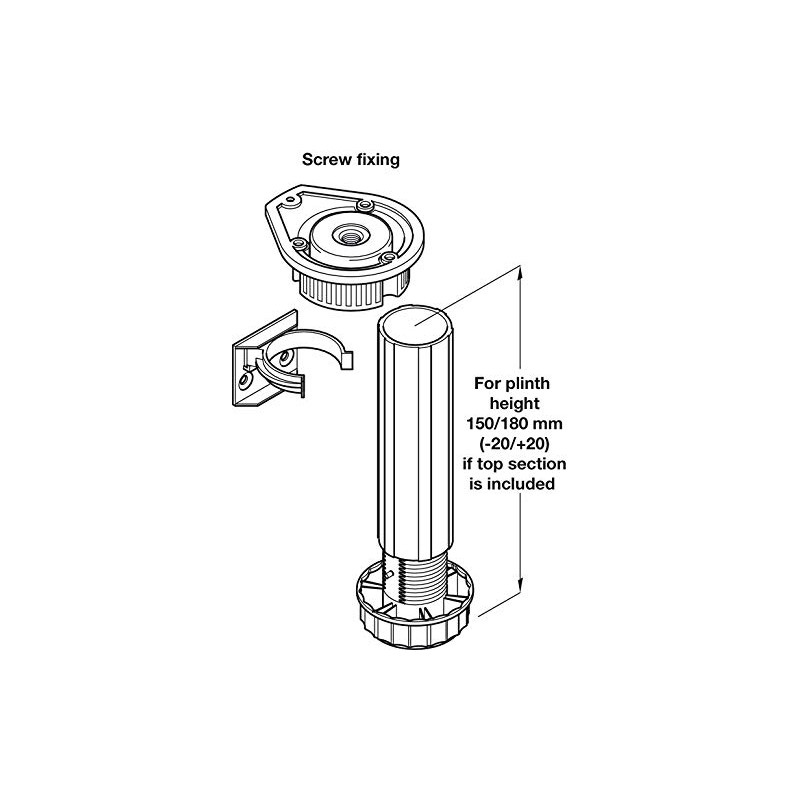 Adjustable Height 150 to 180 mm Plastic Cabinet Cupboard Plinth