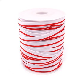 CENPEK 10mm Single Fold Bias Tape Stage Costumes Clothing Robes Edge Strip Satin Ribbon for Cosplay Sewing DIY Cheongsam-White Red