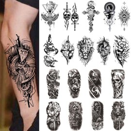 JEYORZY 18 Sheets Temporary Tattoos for Sticking Women Men Realistic Fake Stickers Waterproof for Adults Forearm Shoulder Neck