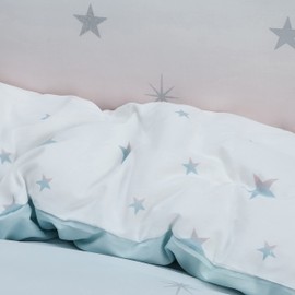 Sleepdown Kids Childrens Stars Ombre Metallic Multi Duvet Cover Quilt Pillow Case Bedding Set Soft Easy Care - Single (135cm x 200cm)