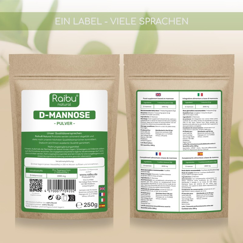 D-Mannose Powder 250 g - D Mannose Powder Bottled in