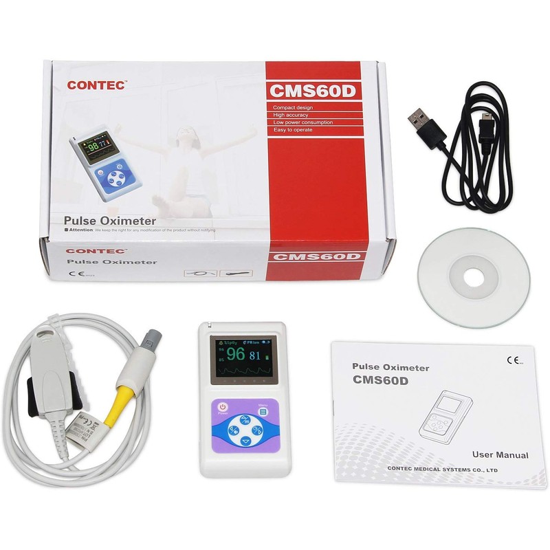 CONTEC CMS60D Color OLED Screen White Electronic Portable Handheld Pulse