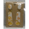 Polymer Clay Cat Paw Print Pierced Dangle Earrings, Yellow and