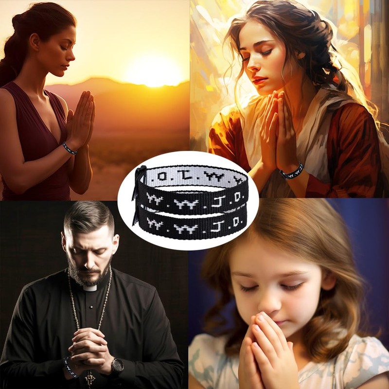 WWJD Bracelets,Black WWJD Bracelet for Women Men (B)