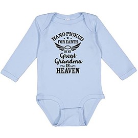 inktastic Handpicked for Earth By My Great Grandma in Heaven Long Sleeve Creeper Newborn 0100 Light Blue 37291