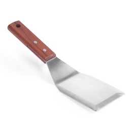 HENDI Hamburger Turner, with Wooden Handle, Barbecue Turner, Spatula, Angled Palette, Spatula, Dishwasher-Safe, Blade: 120 mm, 75 x 270 mm, Stainless Steel
