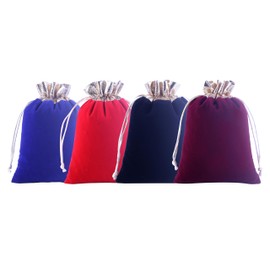 KONMAY Pack of 20 Mixed Soft Velvet Jewellery Bags with Drawstring, 7 x 9 cm Velvet Bag with Golden Fabric Wedding Party Gift Bag