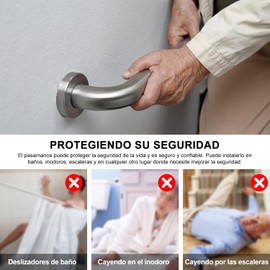 2pcs Agarraderas Para BañO Adulto Mayor, Barra De Seguridad Para Baño, Manijas de Ducha de Acero Inoxidable, 15inch/40cm, Capacidad De Carga 500LBS, para Baño, Escalera, Pasillo, Aseo (plata)
