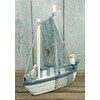 Maritime Decoration Wooden Boat with Seagull 17 cm Starfish Lifebuoy