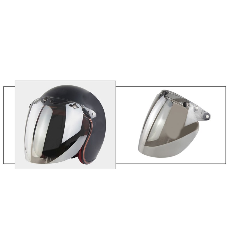 Open Face Helmet Visor Motorcycle Helmet Bubble Lens 3-Snap Bubble