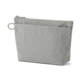MUJI 84475689 Wrinkle Nylon Pouch with Gusset, Gray, M, Approx. 8.3 x 5.3 x 2.4 inches (21 x 13.5 x 6 cm)