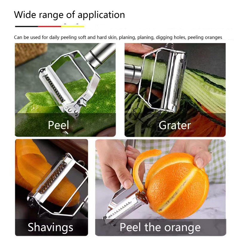 Fruit and Vegetable Peeler and Slicer, Stainless Steel one-Piece, 2-in-1